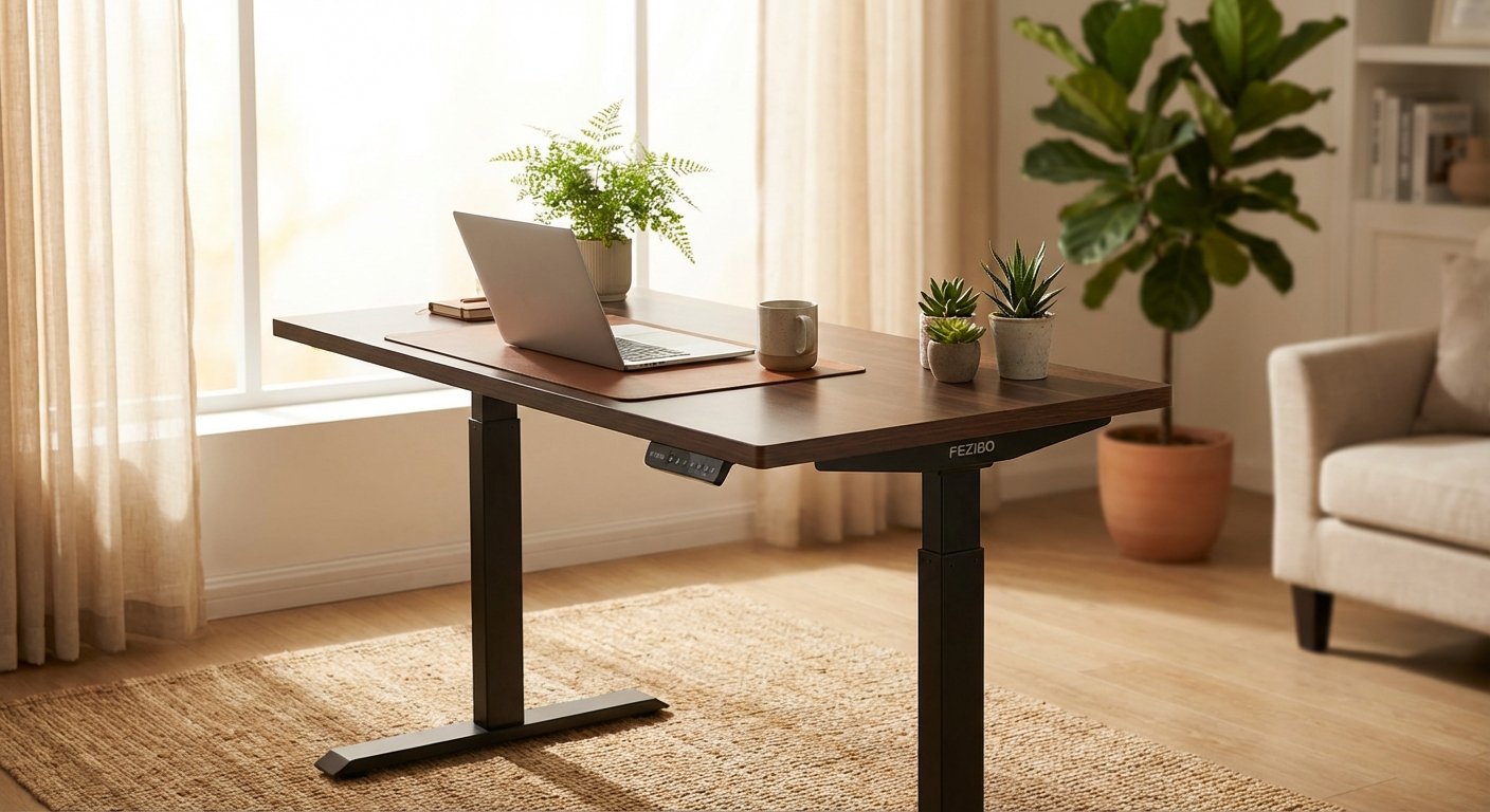 FEZIBO triple motor standing desk extended height product photo