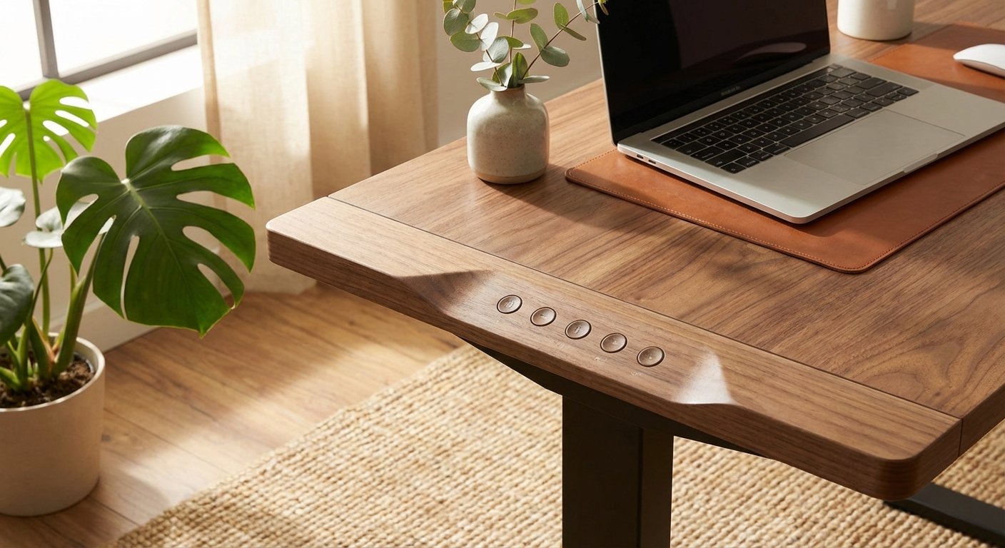 FlexiDesk Pro Max 2026 control panel memory presets closeup