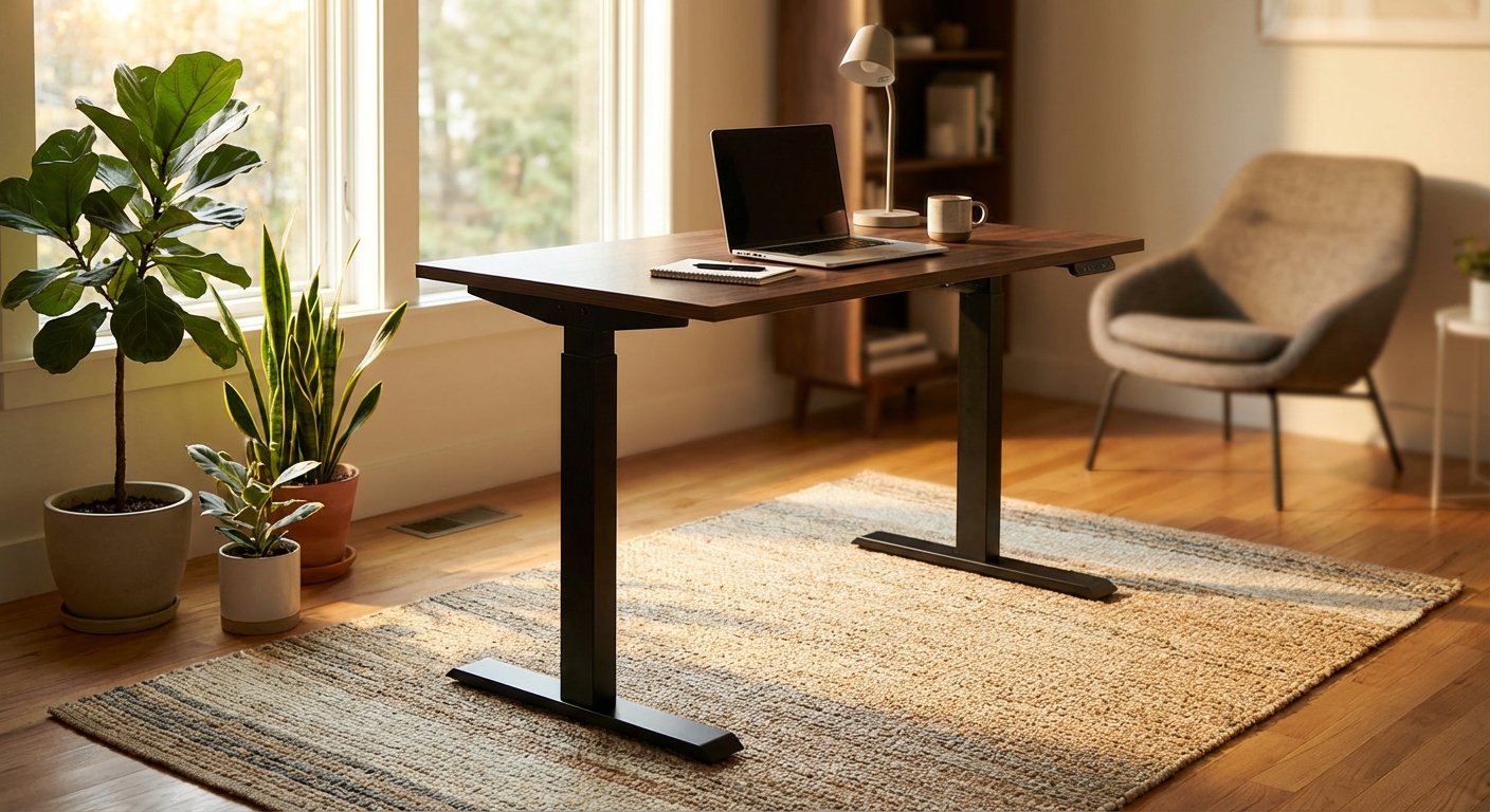 Branch standing desk walnut desktop ergonomic office product photo