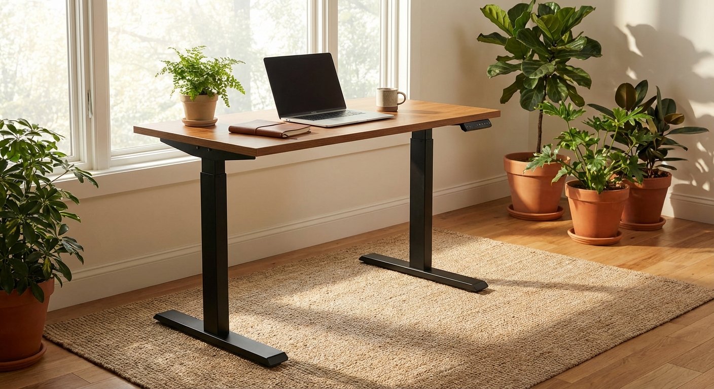 MotionGrey dual motor electric standing desk black frame product photo