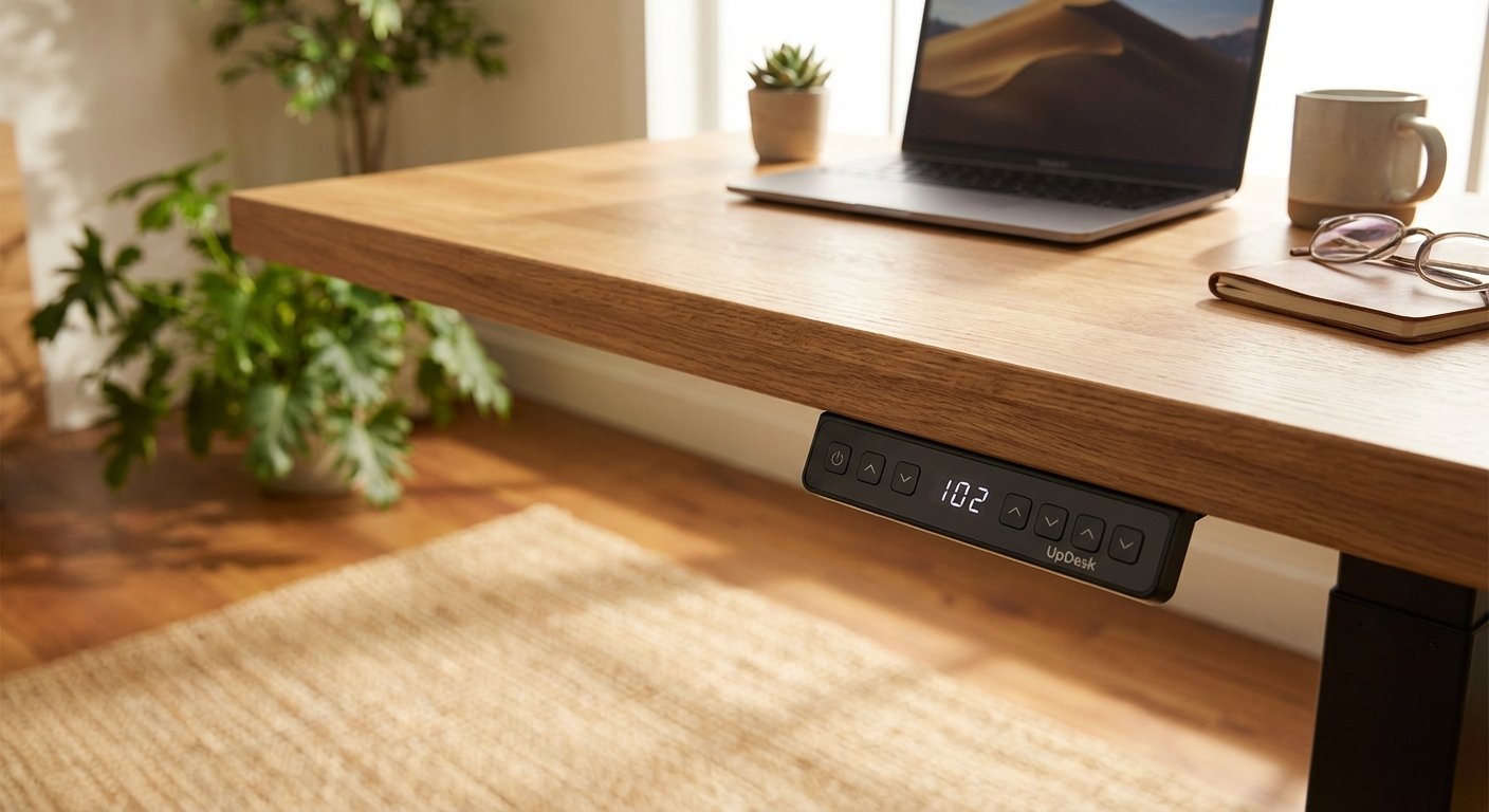 UpDesk height adjustment control panel close up photo