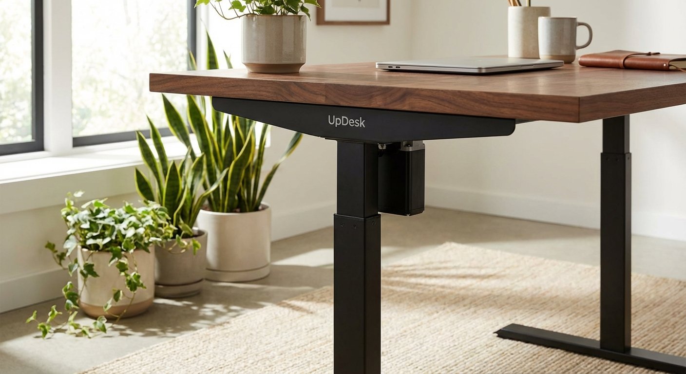 UpDesk frame and motor mechanism close up