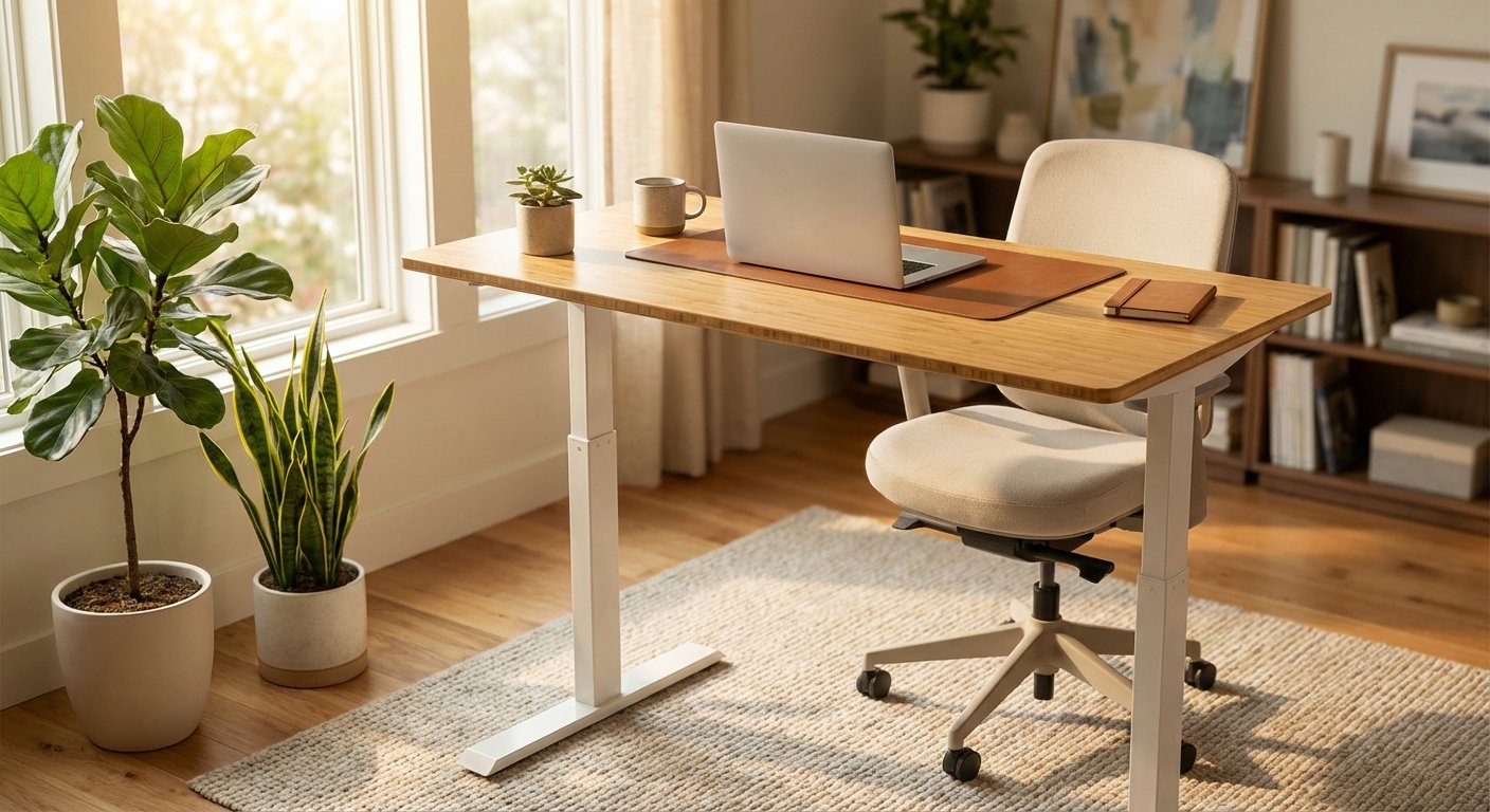 Uplift V2 standing desk with bamboo desktop product photo