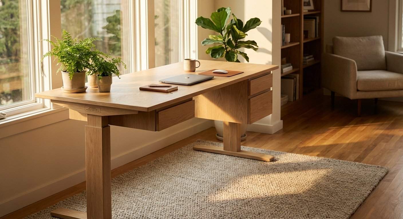 standing desk with drawers specifications label showing weight capacity and dimensions