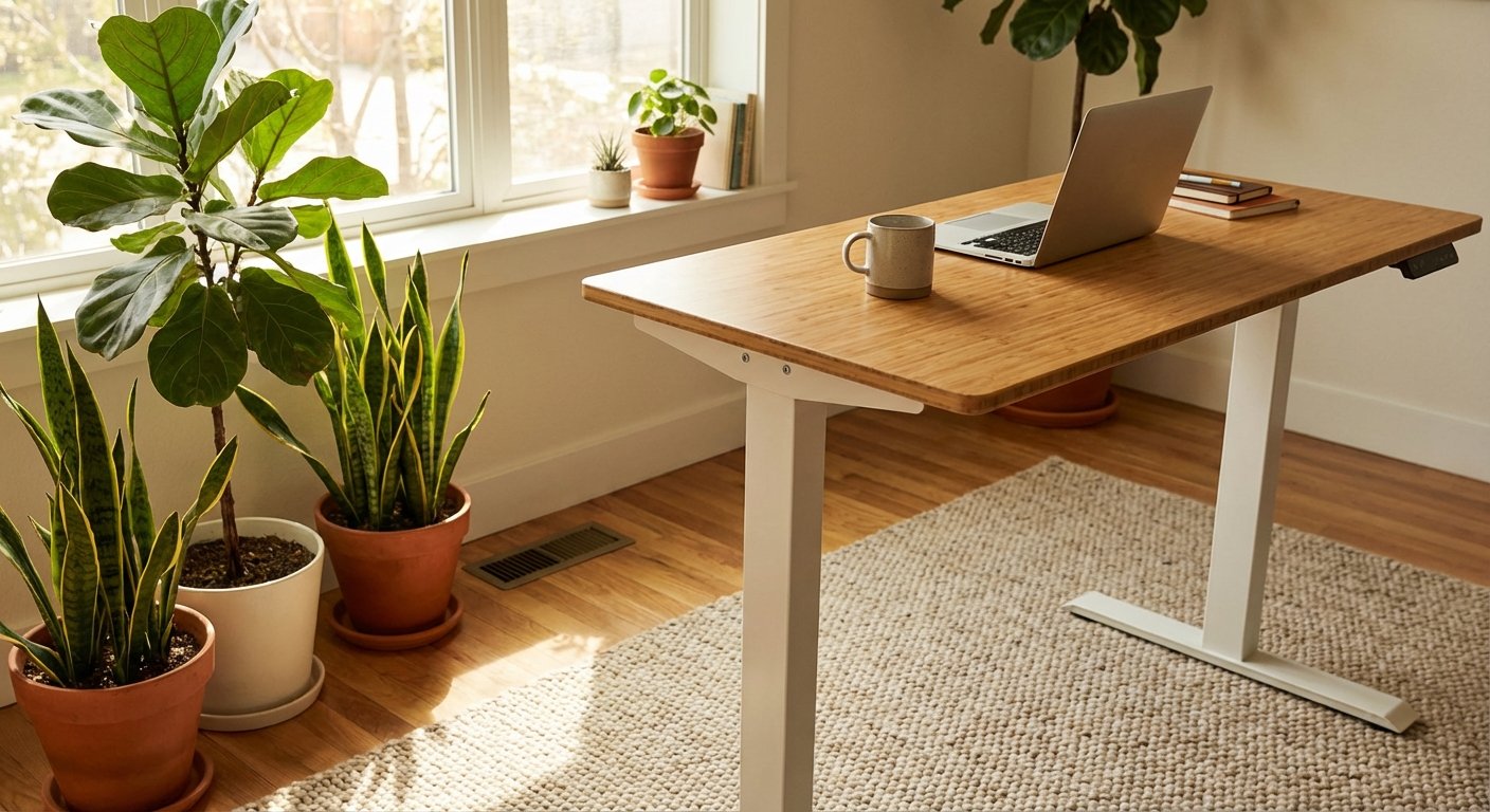 Uplift V2 42 inch compact standing desk bamboo top product photo