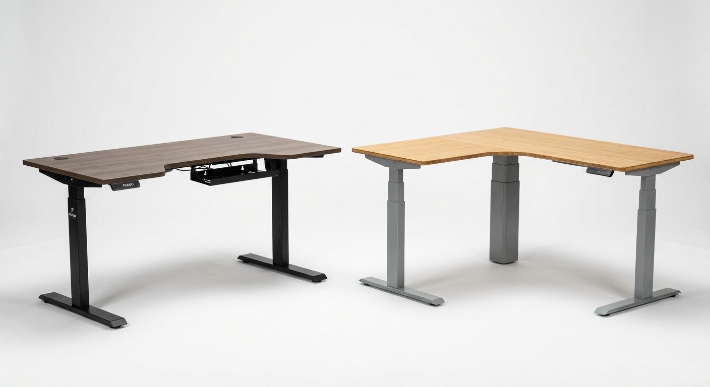 FEZIBO L-Shaped vs Uplift V2 corner standing desk side by side