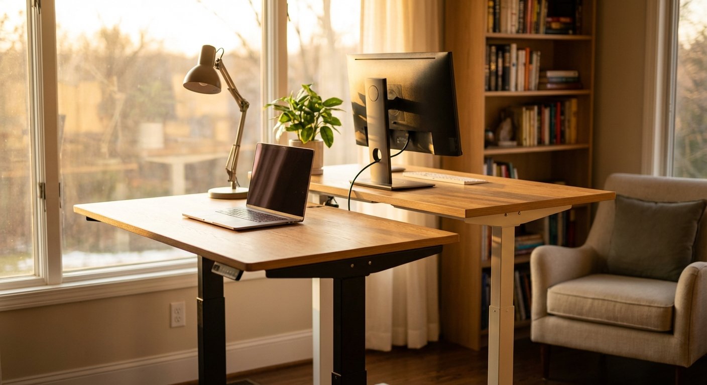 Fully Jarvis standing desk vs Uplift V2 standing desk comparison side by side