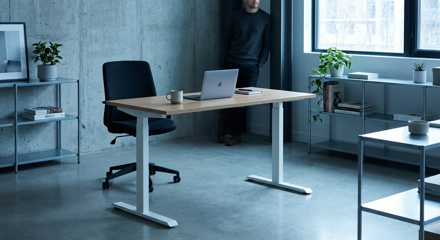 Fully Jarvis standing desk white frame laminate top home office setup