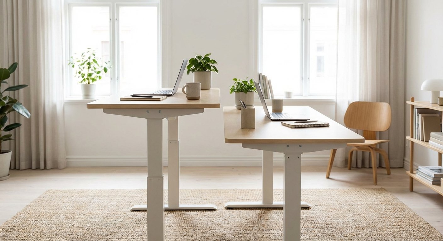 FlexiSpot E7 Pro vs Uplift V2 standing desk side by side