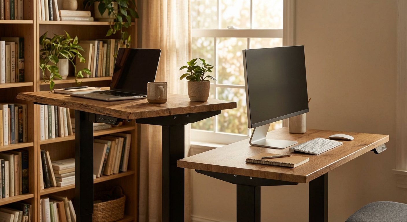 Fezibo standing desk vs FlexiSpot E7 standing desk side by side comparison
