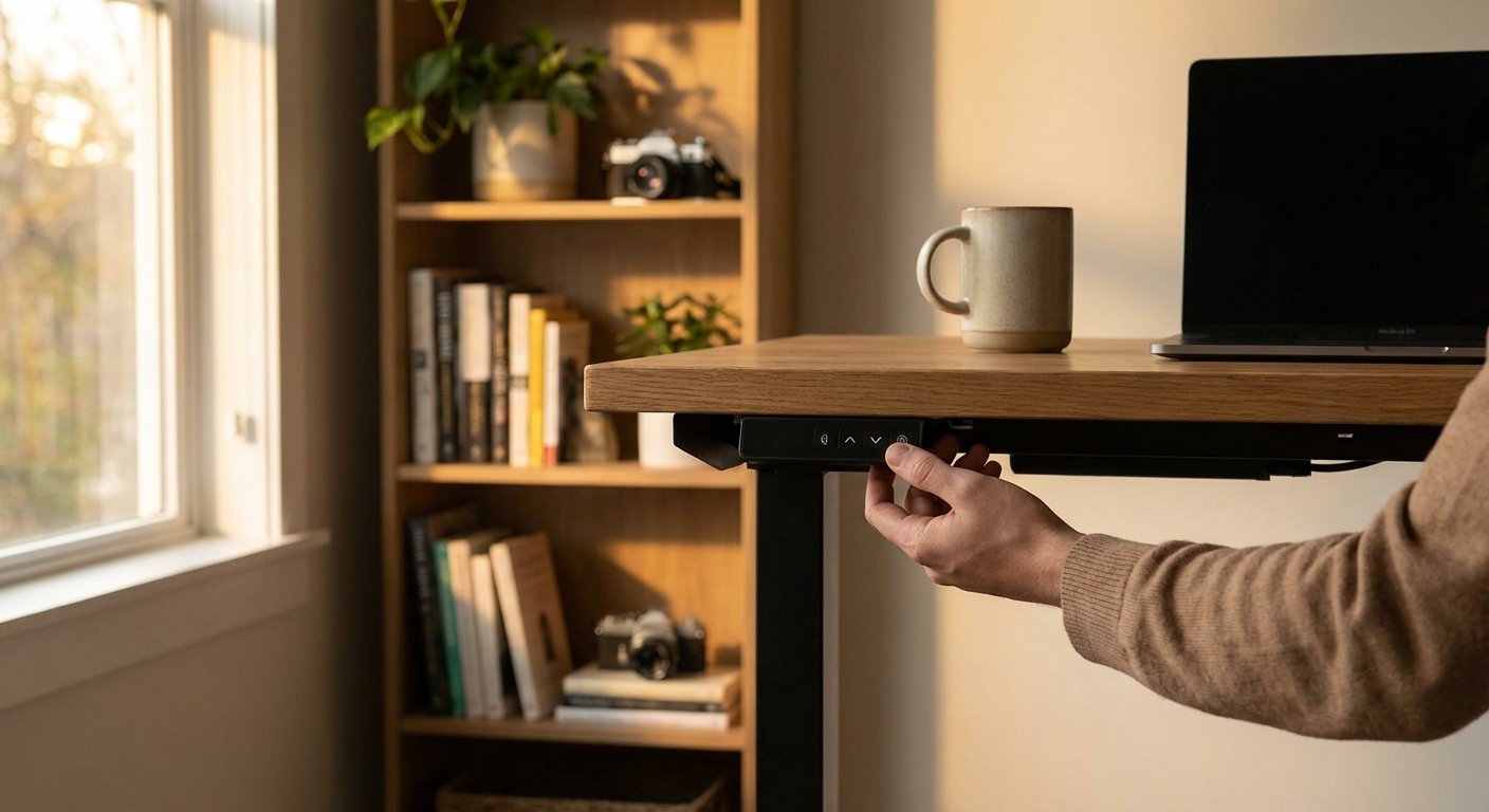 Tresanti adjustable height desk troubleshooting motor reset button location