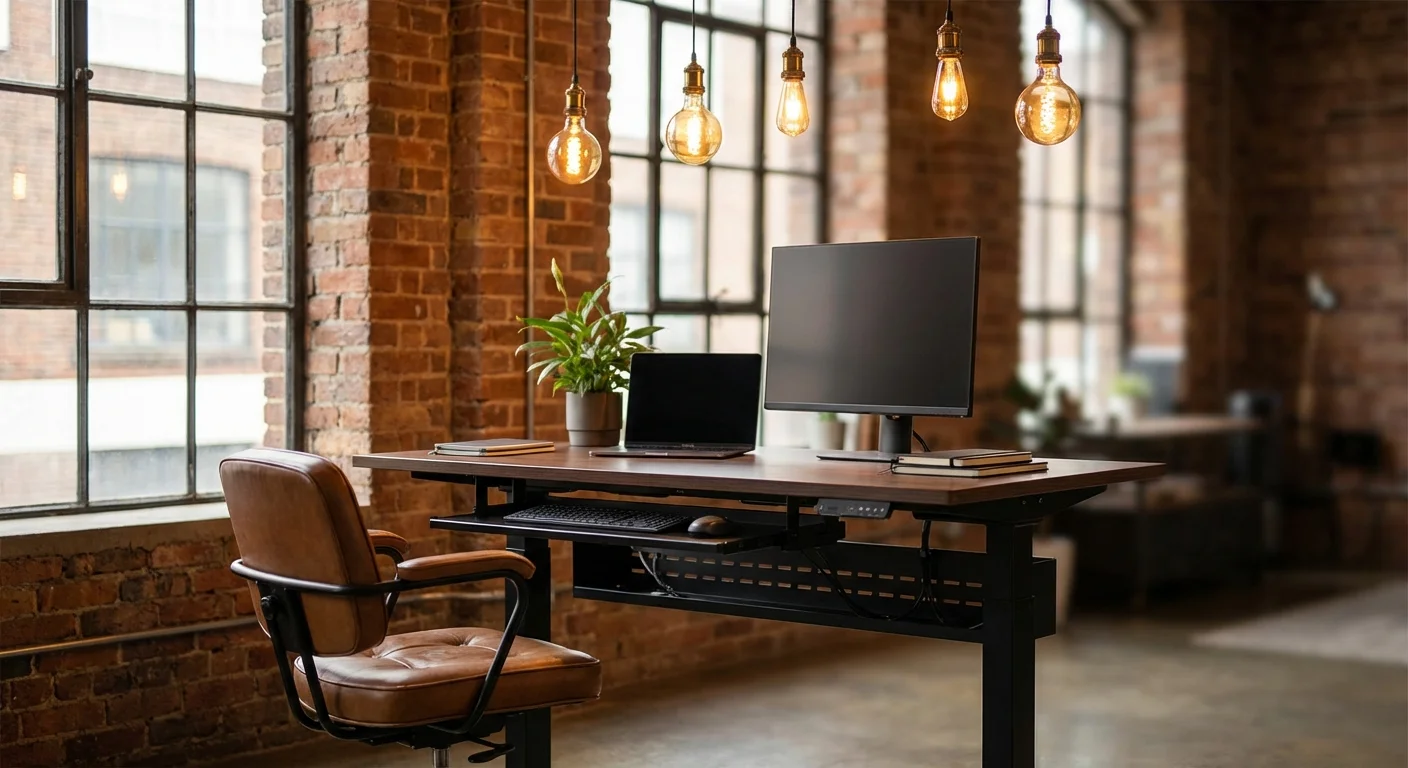 FlexiSpot E7 standing desk black frame with cable management tray and keyboard tray