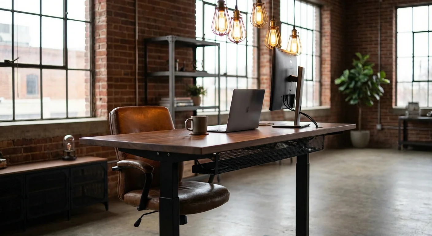 Uplift V2 standing desk walnut top with cable management tray installed underneath