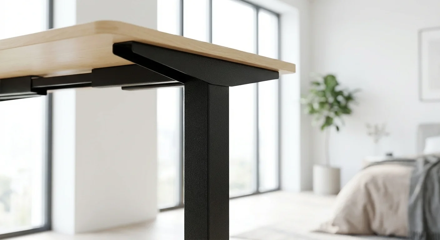 FlexiSpot E7 Pro black frame steel legs close-up detail