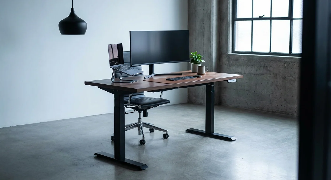 Uplift V2 standing desk walnut top with dual motor frame