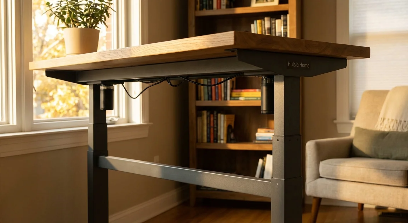 Hulala Home standing desk dual motor close-up steel frame