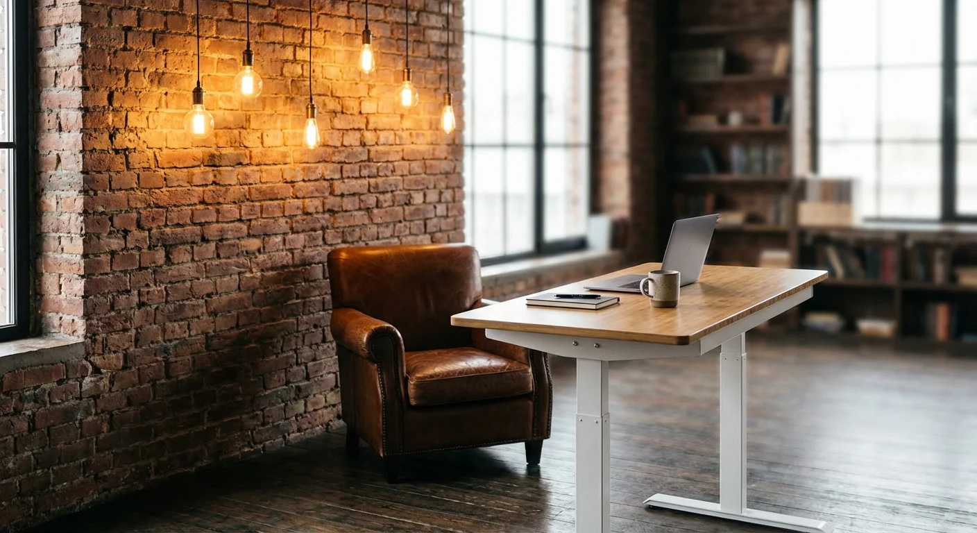 FlexiSpot E7 standing desk bamboo top white frame