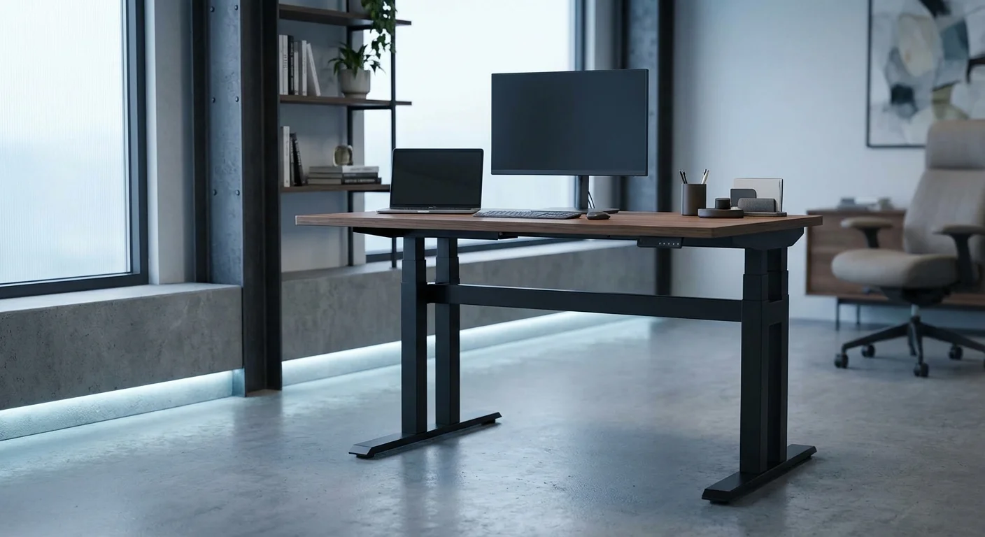 Uplift V2 Commercial standing desk in walnut finish
