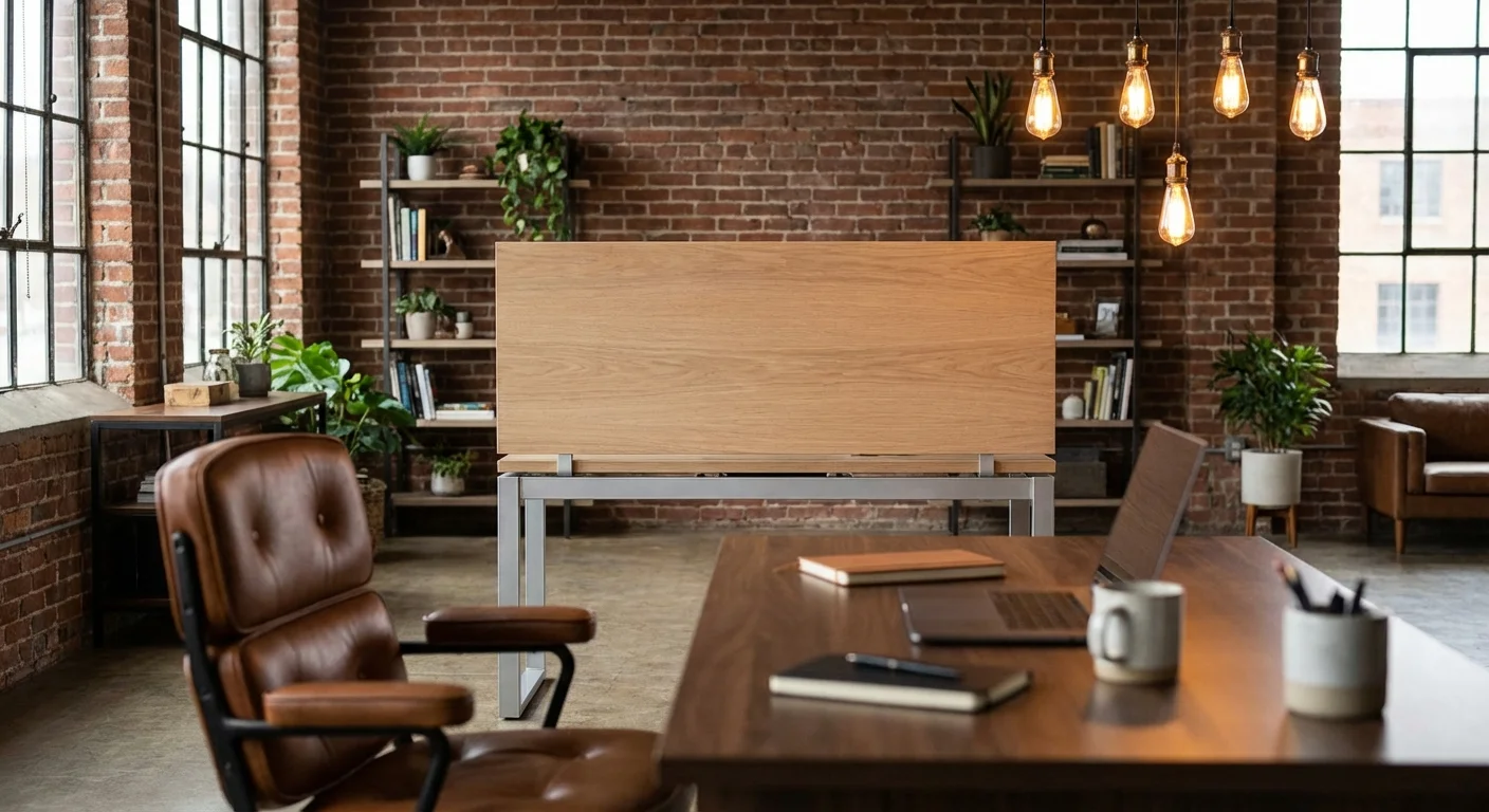 Branch Standing Desk white oak top with silver frame