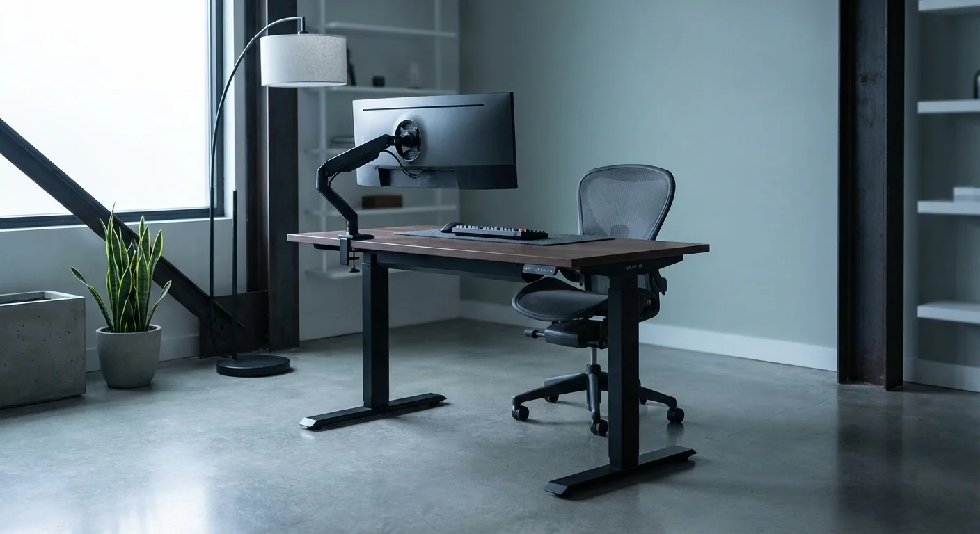 Uplift V2 standing desk with ergonomic accessories