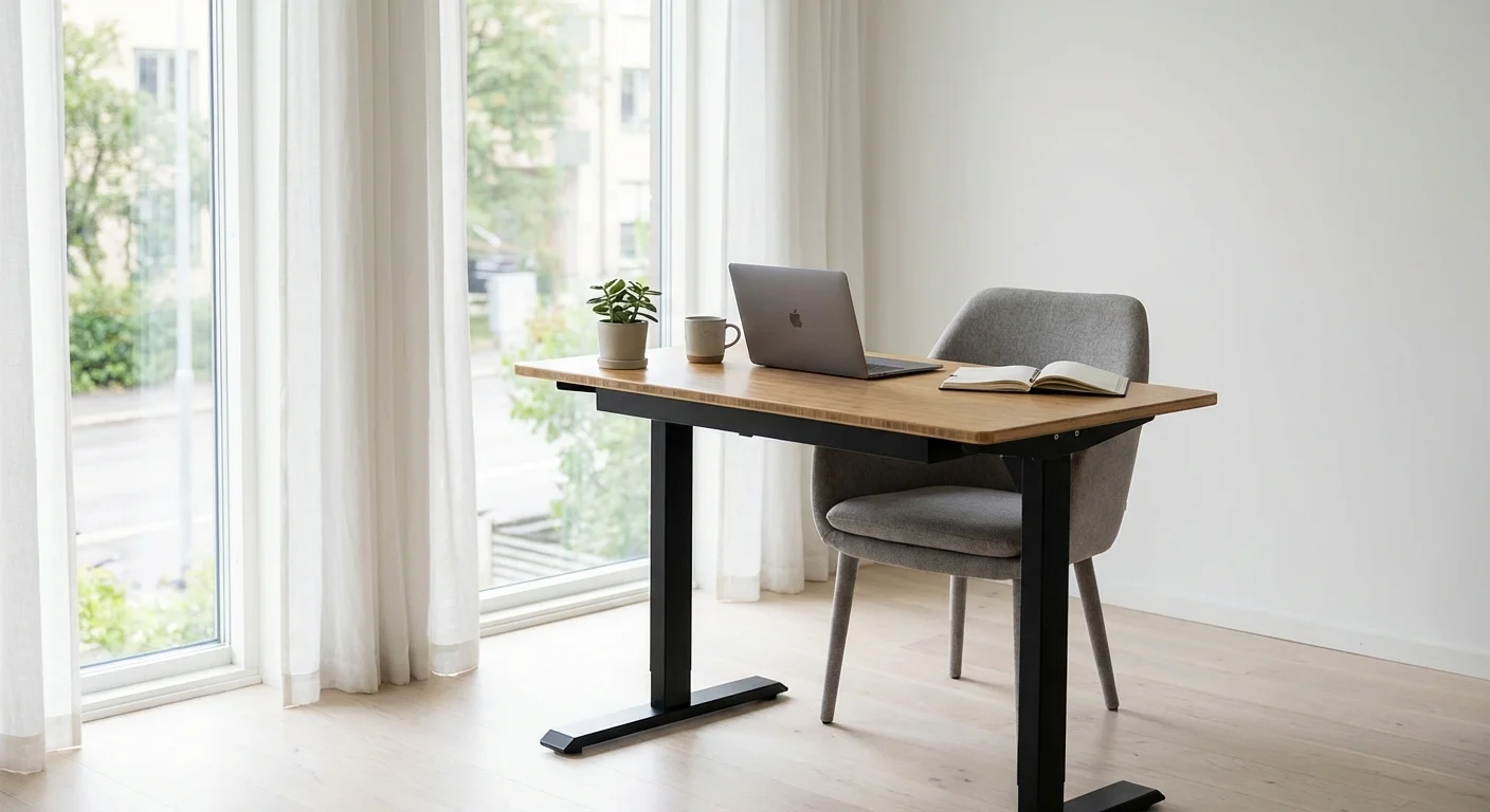 FlexiSpot E7 standing desk black frame with bamboo top