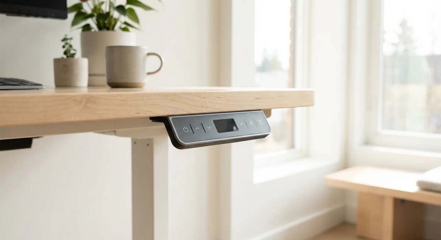 FlexiSpot E7 Pro standing desk frame height adjustment control panel closeup