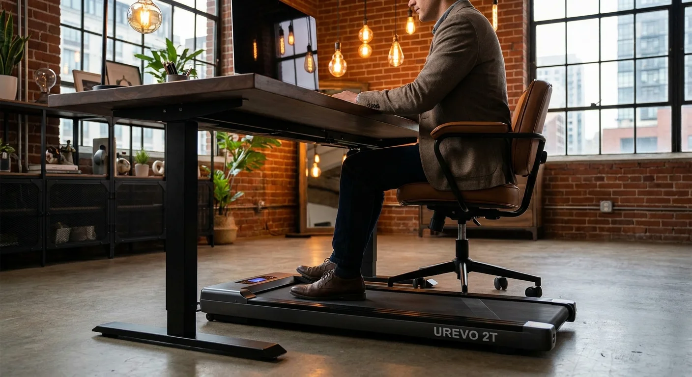 UREVO 2T under desk treadmill steel frame with LCD display