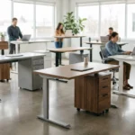 sit stand desk with drawers